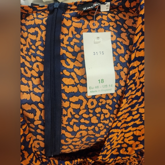 ASOS | John Zack Tall Women-s plunge front skater dress leopard Plus Size 18 NWT - Picture 10 of 10